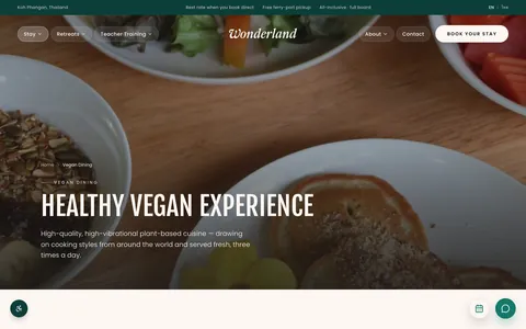 Wonderland website Vegan Dining page
